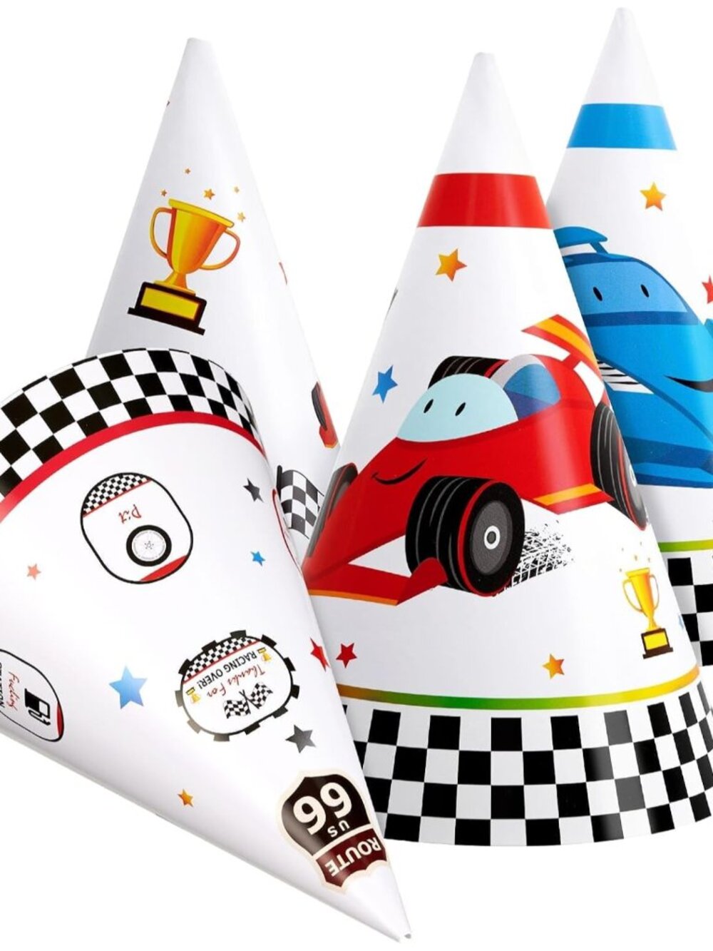 12 Pcs Birthday Party Hats Assorted Themes Cone Paper Headbands